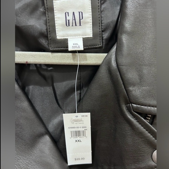 GAP Black Faux Leather Biker Jacket - Picture 2 of 2